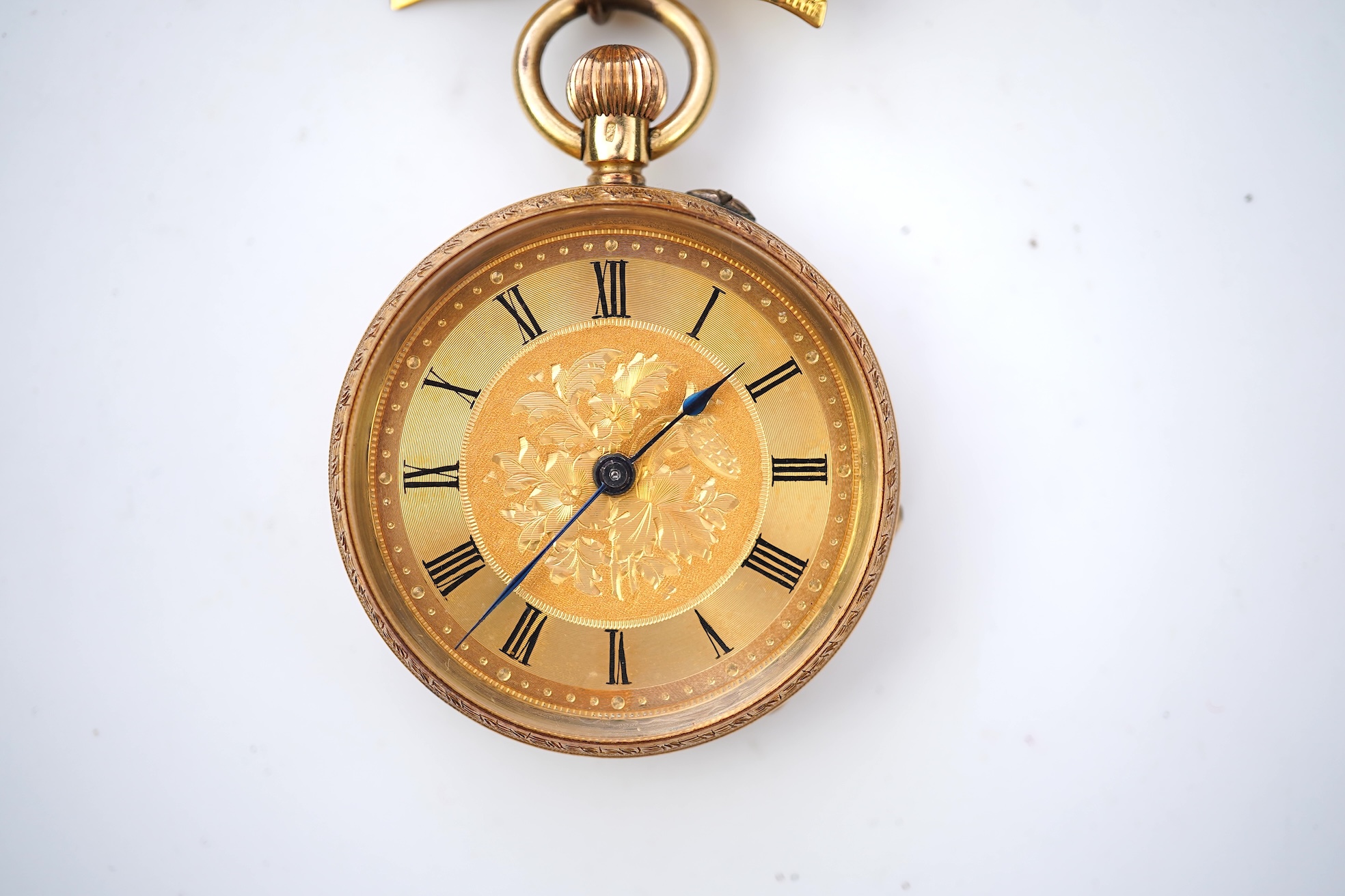 A gold fob watch, early 20th century and later